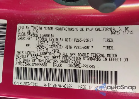 2016 Toyota Tacoma Trd Sport from USA, damaged, VIN 3TMCZ5AN1GM008688